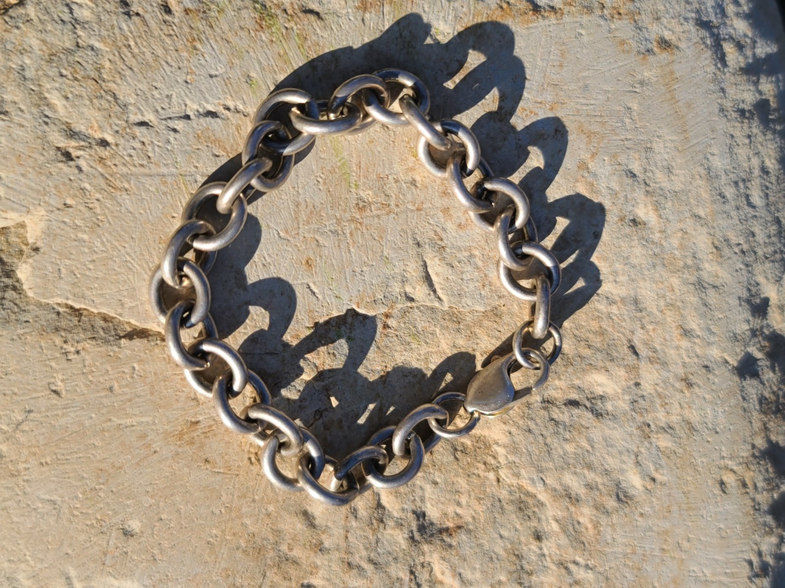VTG Solid Sterling Silver Chunky Cable Chain Brac… - image 4