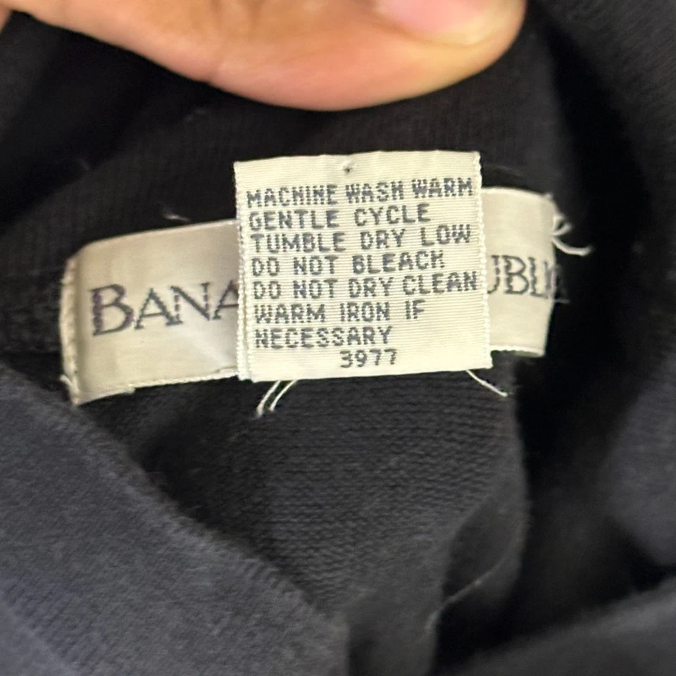 VTG Banana Republic 90s Turtleneck Shirts Black Men M Fiji Made Prep Long Sleeve - Image 3 of 4