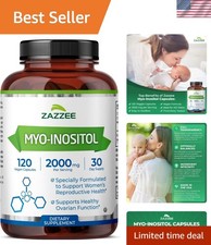 Myo-Inositol Capsules, 2000 mg per Serving, 120 Capsules, Ideal Dosage for 4...