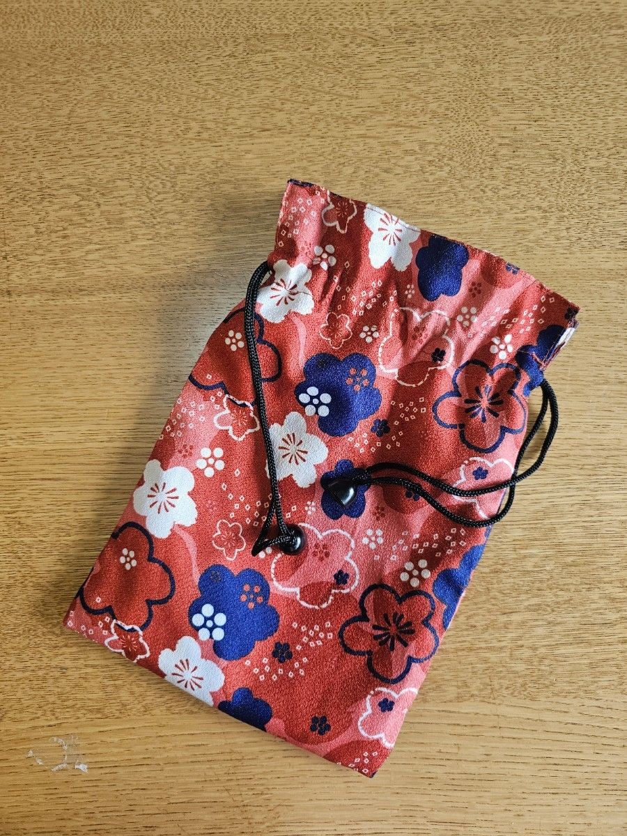 Floral pattern drawstring pouch reversible Japane… - image 1