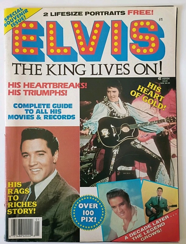 1987 ELVIS THE KING LIVES ON Magazine #1 FN+ 6.5 Elvis Presley w/ Poster Bound