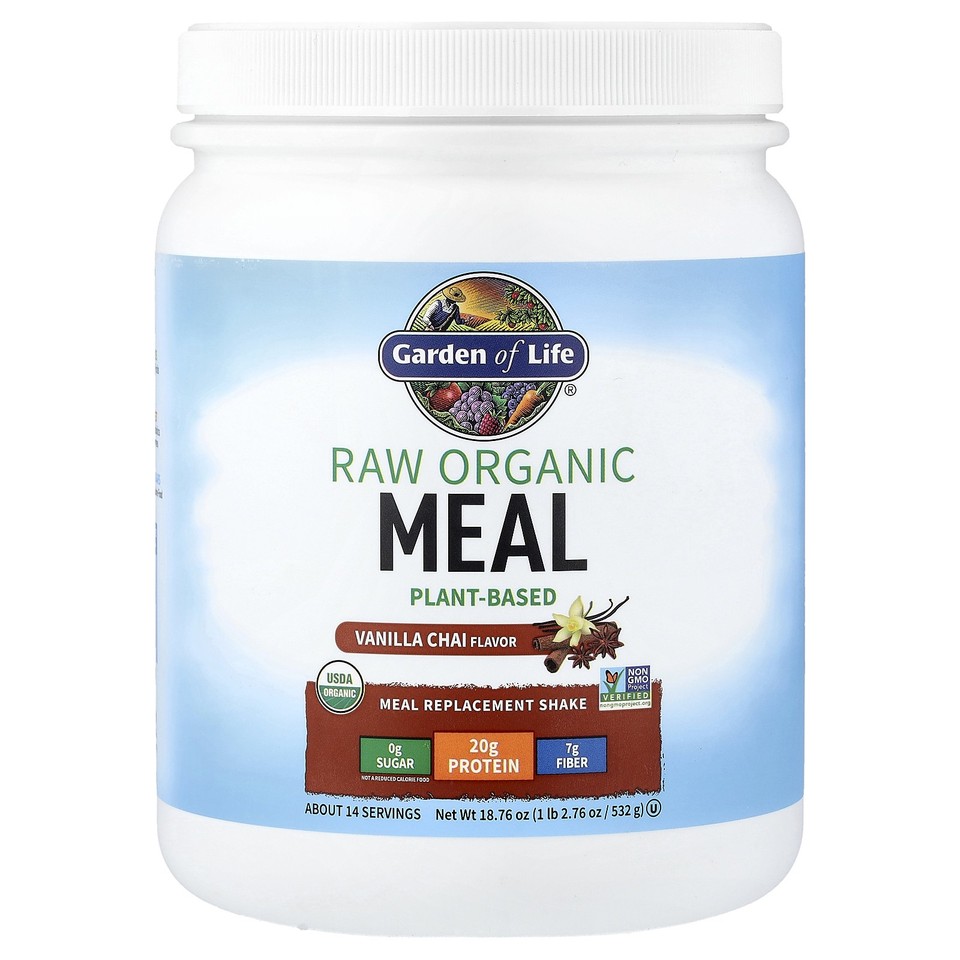 RAW Organic Meal Replacement Shake, Vanilla Chai, 18.76 oz (532 g)