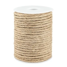 JijAcraft Jute Rope 1/4 Inch, 100 Feet Natural Twine, Strong Hemp, Brown Thic...