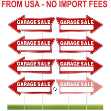 7 PC Garage Sale Signs with Stakes, 17" x 6", Double-Sided Garage Sale Arrows Ya