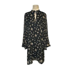 Philosophy black floral shift boho mini dress size Small