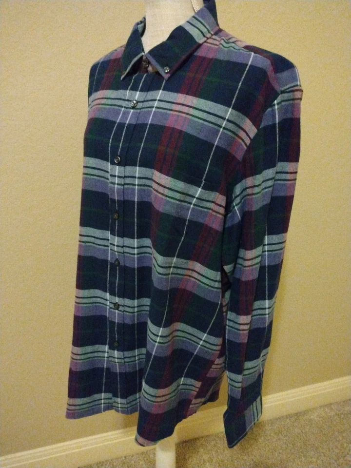 Men's XL Purple Plaid Flannel Long Sleeve Shirt - Image 4 of 4