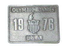 Vintage 1976 Olympic Games Belt Buckle BERGAMOT Brass Works 3.25x2.25