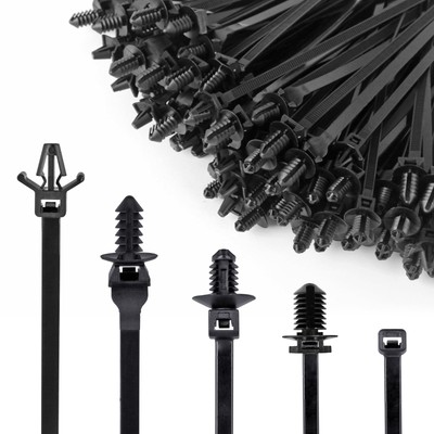 Xislet 160Pcs Universal Push Mount Cable Zip Tie Compatible with Cars Boat Tr...