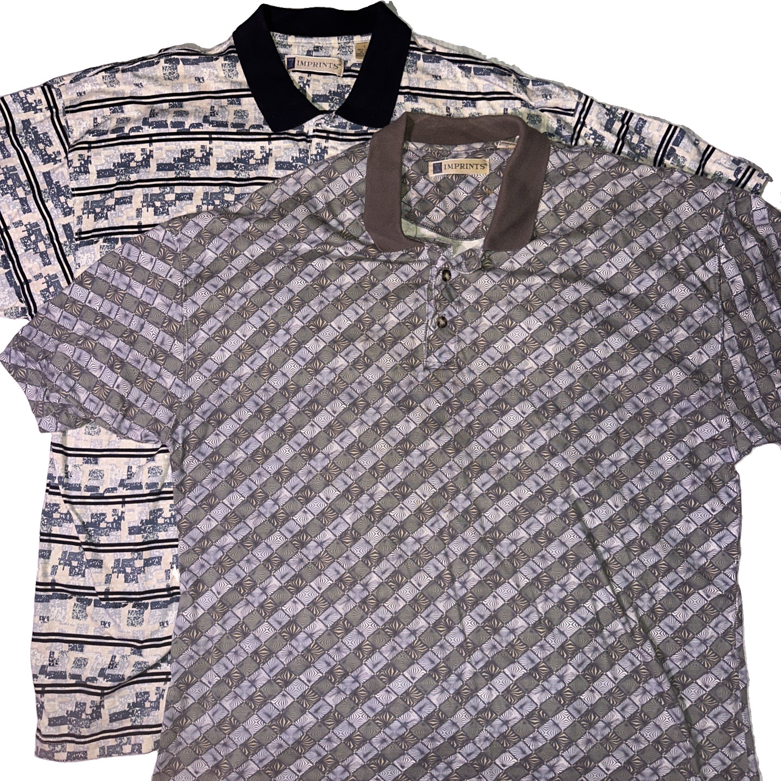 Vintage 90s Polo Shirt Men’s Size Large Geometric Retro Preppy-Lot of 2