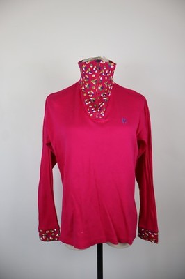 Conte Of Florence Cotton Sweater Woman Size 4 Casual Vintage T-Shirt With Zip