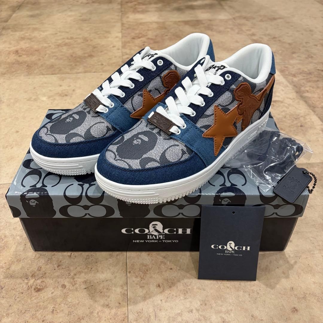 APE x COACH BAPE STA Denim Sneakers Navy US10 | eBay