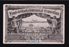 US 1905 Lewis & Clark Centennial Exposition Portland Day Souvenir Ticket VF(874)