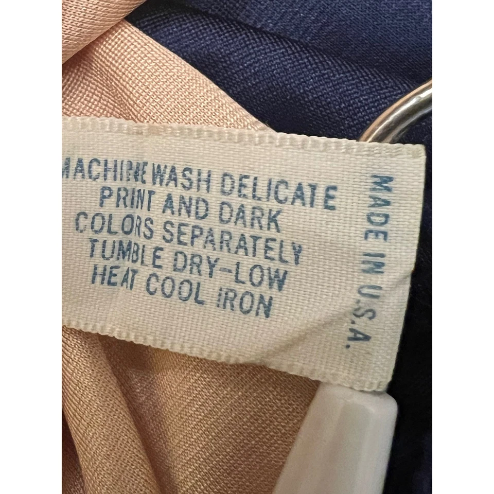 Vanity Fair M Half Slip Lot Nylon Lace Hem Peach Navy Vintage USA 25in Length - Image 4 of 4