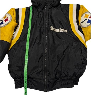 Vintage NFL Pittsburgh Steelers Kids Puffer Full Zip Hooded Jacket