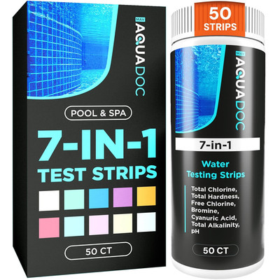 AquaDoc 7-in-1 Spa Hot Tub Test Strips 50ct Pool Water Chemical Testing Kit Easy