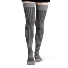 Women Thigh High Socks Vertical Stripes Cotton Extra Long Over The Knee Socks