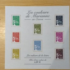 France Bloc-feuillet non oblitéré Marianne « Les couleurs » valeurs lettre x7