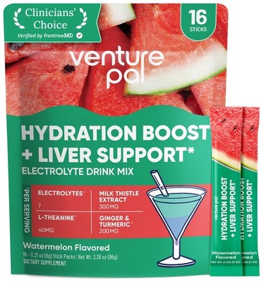 Venture Pal Hydration Packets + Liver Support- Liquid Daily IV Electrolyte Po...