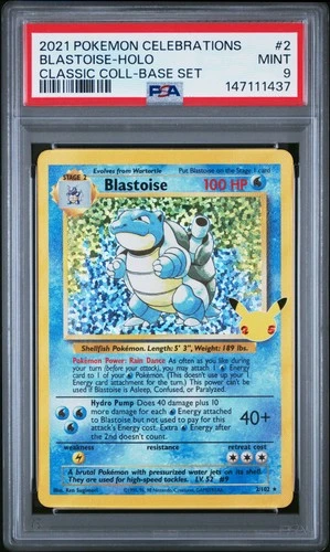2021 POKEMON CELEBRATIONS CLASSIC COLL #2 BLASTOISE-HOLO PSA 9