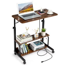 Power Computer Desk Laptop Table w/ 4 Wheels Rolling Table Office Notebook Stand