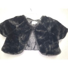 Wonder Nation Girls Black Faux Fur Shrug Bolero Jacket Size 8