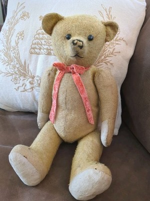 Adorable Antique Humpback  17''  German Mohair Teddy Bear Jointed Button Eyes