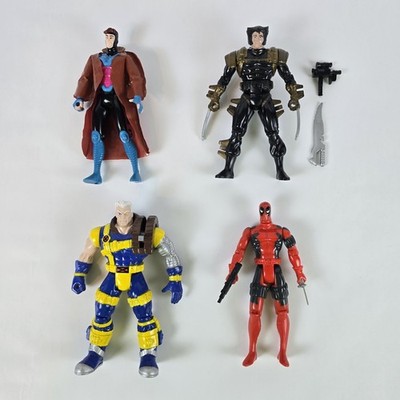 VTG 90s Toy Biz Loose Action Figure Lot of 4 Wolverine Deadpool Cable Gambit