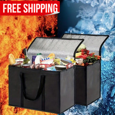 Large Insulated Grocery Cooler Bag Thermal Food Delivery Tote with Zipper Multi