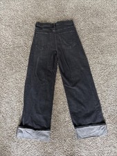 Gap Women's High Rise Wide Leg Denim Jeans Cuffed - Black Washed Size 27/4R