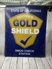 Vintage California Gold Shield Smog Check Station Metal Sign CA Gas Oil Garage