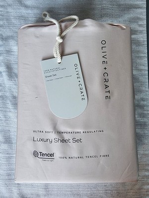 Olive + Crate Tencel Lyocell Eucalyptus Cooling Twin Sheets Set - Barely Pink