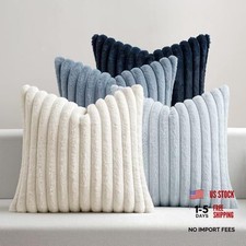 Faux Fur Plush Decorative Throw Pillow Covers 18" x 18" Pack of 4 Navy Blue