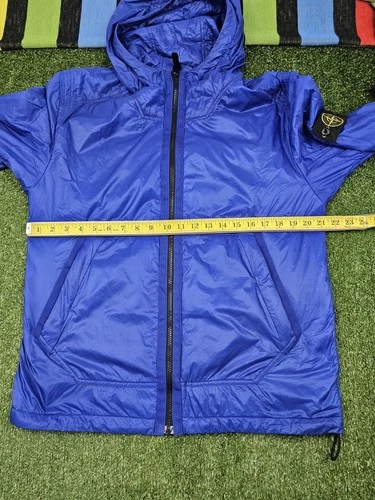 stone island men L micro rip stop primaloft hooded jacket blue full zip packable image 9