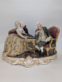 Museum q Porcelain humorous sculpture Fabris "Playing Checkers" Anchor Italy 20"