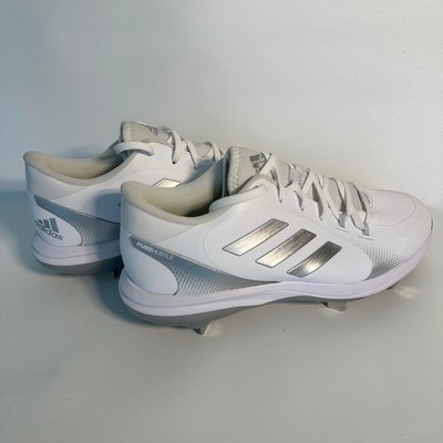 Adidas PureHustle 2 Softball Cleats Mens Size 10.5  White Silver Metal