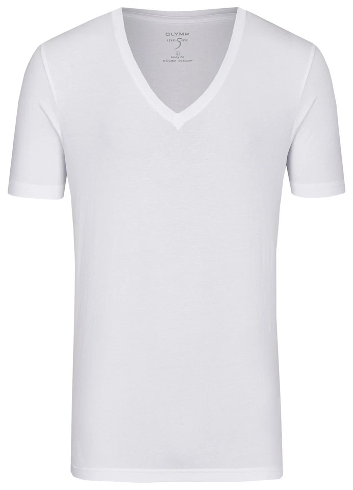 OLYMP Level Five Body Fit T-Shirt tiefer V-Ausschnitt weiß 0804 12 00