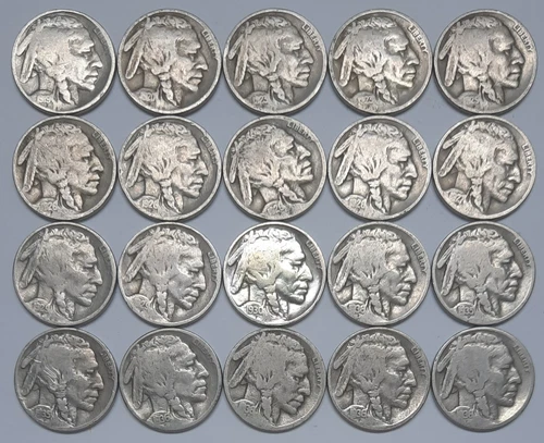 Half Roll of Readable Date Buffalo Nickels--20 Coins in All!!