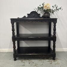 Antique Display Shelf Dumb Waiter with Carved Detailing and Turned Legs