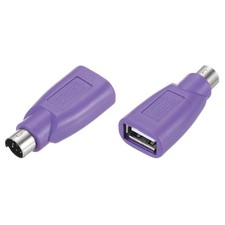2 Pcs PS/2 to USB Port, PS/2 to USB Adapter PS/2 Female to USB Male, Purple