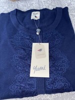 yumi navy cardigan with lace detail size L new with tags
