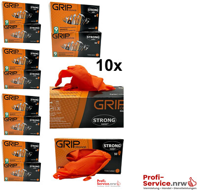 10x *GRIP ORANGE* STRONGHAND  HANDSCHUHE Gr. 9 (L)