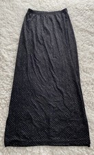 Vintage Skirt Small By Fashion Bug Maxi Black Glitter Side Slits Cocktail Party