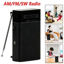 Audiobox RX-3 AM/FM/SW Portable Pocket Size Radio with Telescoping Antenna Black
