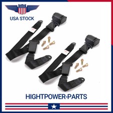 2 Pack Black Universal 3 Point Retractable Adjustable Car Seat Belt Usa
