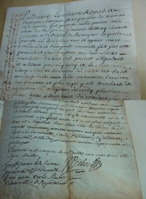Frz. PERGAMENT - Kaufbrief BESANÇON 1707 -- Notar PICHON -- Käufer POURCHEVESSE - Bild 1 von 4