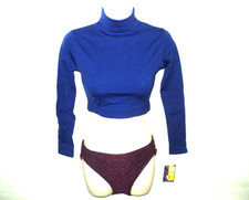 Capezio Turtleneck Long Sleeved Top Adult Size XS Royal Cheer Dance Zipper TB107