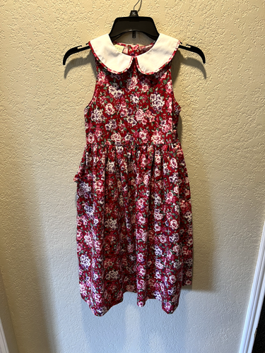 Vintage Laura Ashley Mother & Child Red Floral 100% Cotton Dress size 11-12
