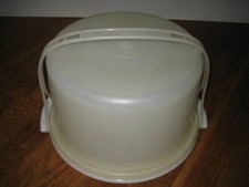 Vintage Tupperware Cake Taker Carrier with Handle 683 684 White Sheer