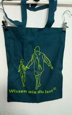 Stoff Beutel Schultertasche WWDI Blau Wissen wie du isst