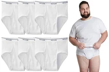 6 Big Man 3XB 50-52 Inch White Briefs Fruit Of The Loom 3EG 127-132 CM